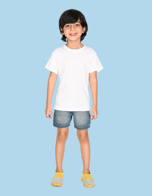 Nusyl Cotton Solid Round Neck T-Shirt for Boys | Plain Half Sleeves T-Shirt with Ribbed Neck| Regular Fit - White - 5-6Y - Image 4