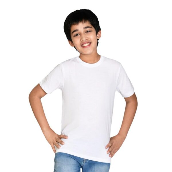 Nusyl Cotton Solid Round Neck T-Shirt for Boys | Plain Half Sleeves T-Shirt with Ribbed Neck| Regular Fit - White - 5-6Y