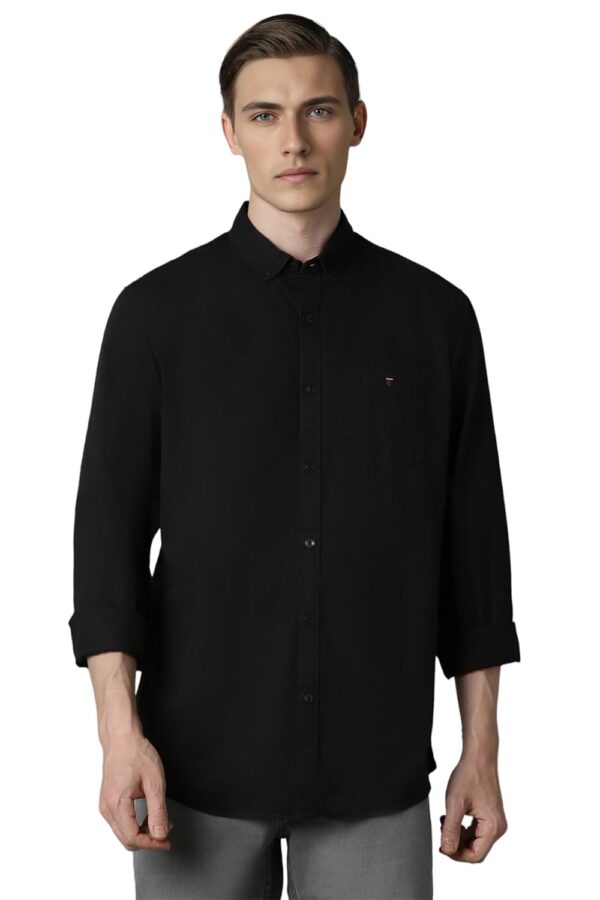 Louis Philippe Men's Slim Fit Shirt (LRSFNSLPT85910_Black