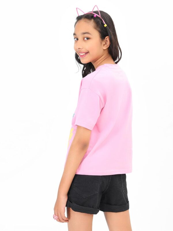 BONKIDS Girl's Regular Fit T-Shirt (BON9483_Pink - Image 3