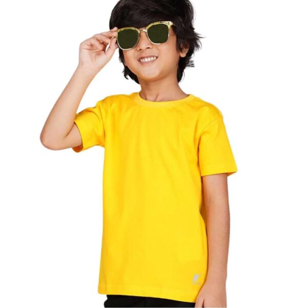 Original Branded Round Neck Boys Kids T-Shirt Half Sleeves. 100% Cotton Rich Ultra Soft Fabric. Comfortable Stylish Durable Plain Solid Color (in, Age, 5 Years, 6 Years, Regular, Yellow)