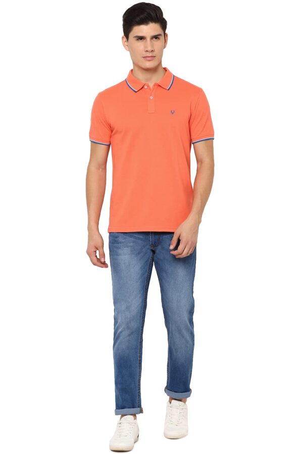 Allen Solly ASKPQRGF759748 Men's plain Regular Fit Polo Shirt (Peach L) - Image 2