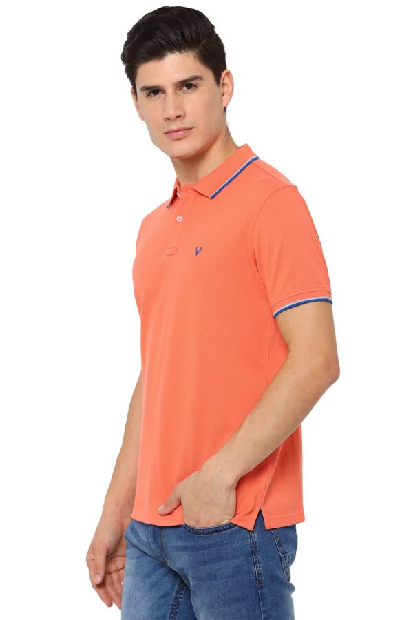 Allen Solly ASKPQRGF759748 Men's plain Regular Fit Polo Shirt (Peach L) - Image 5