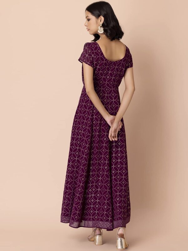 Indya Wine Bandhani Printed Cowl Neck Kurta - Image 5