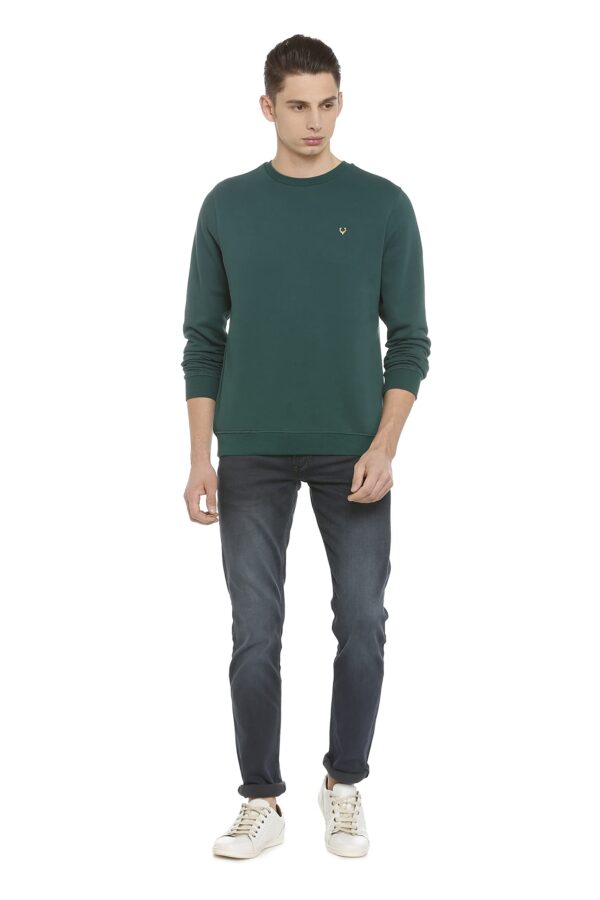 Allen Solly Men'S Cotton Round Neck Regular Fit Sweatshirt (Asstorgpg90892Xl_Pine Green 19-5414Tcx_Pine Green_Xl) - Image 2