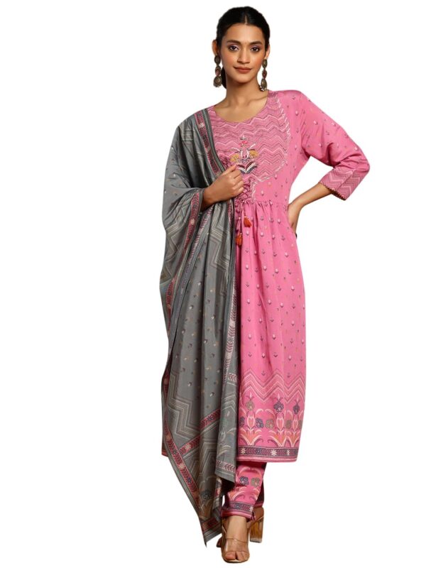 Indya Women's Modal Chanderi Kurta Sets (ICD00598_Pink_XL)