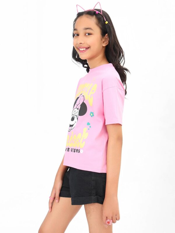 BONKIDS Girl's Regular Fit T-Shirt (BON9483_Pink - Image 2