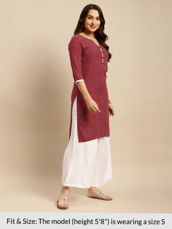 rangita Maroon Rayon Knee Length Printed Straight Kurti for Women | Kurta for Women_M - Image 6