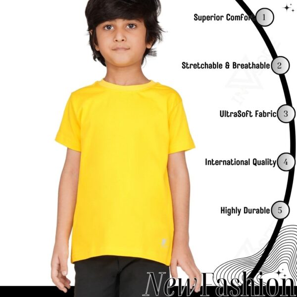 Original Branded Round Neck Boys Kids T-Shirt Half Sleeves. 100% Cotton Rich Ultra Soft Fabric. Comfortable Stylish Durable Plain Solid Color (in, Age, 5 Years, 6 Years, Regular, Yellow) - Image 9