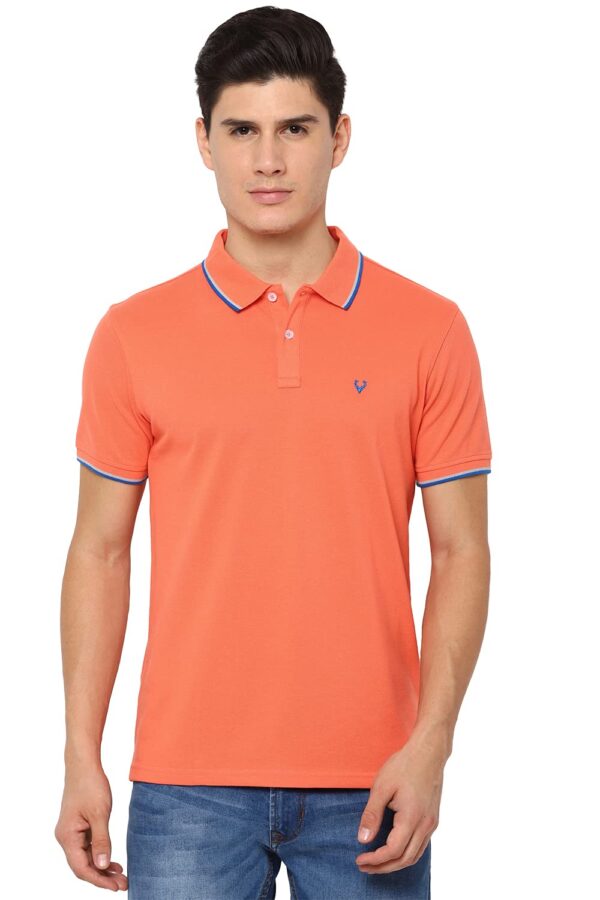 Allen Solly ASKPQRGF759748 Men's plain Regular Fit Polo Shirt (Peach L)