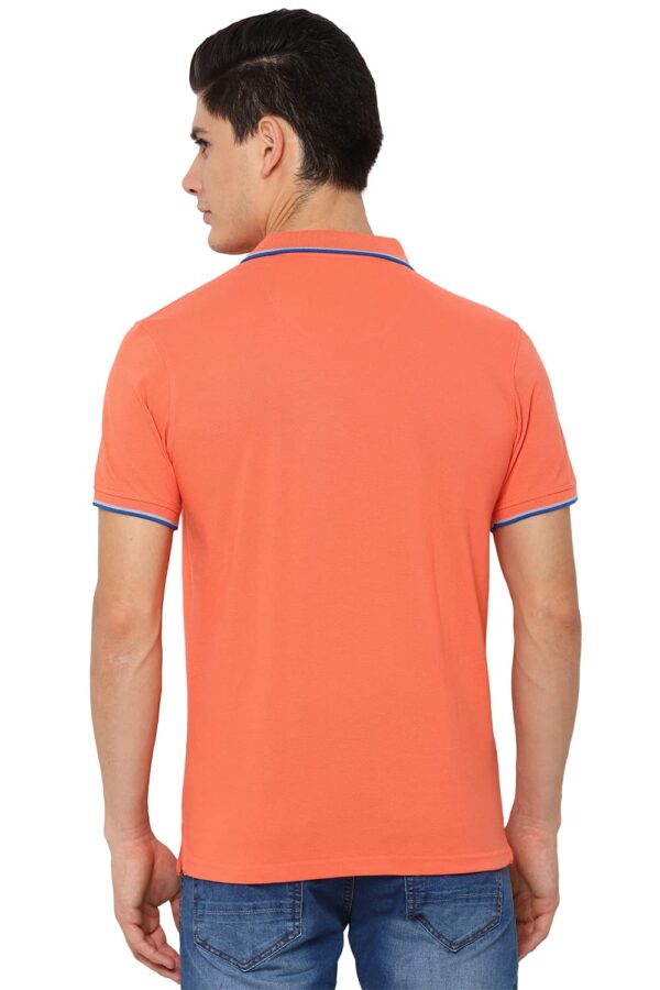 Allen Solly ASKPQRGF759748 Men's plain Regular Fit Polo Shirt (Peach L) - Image 4