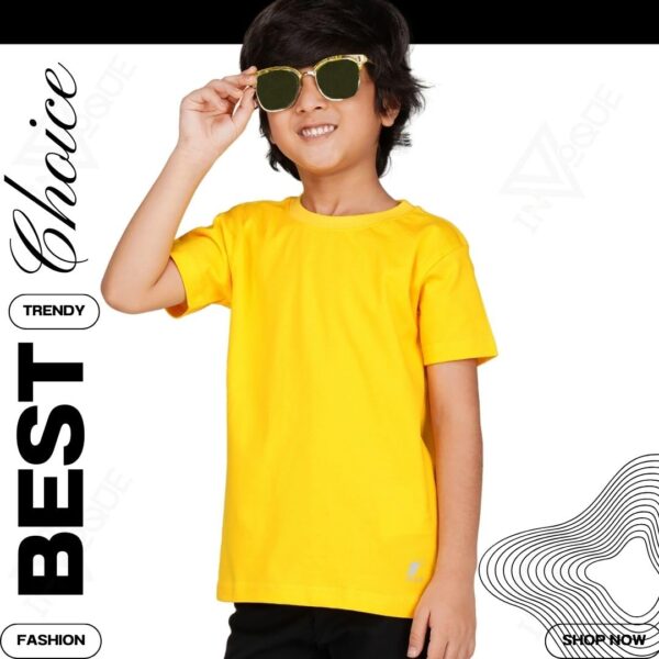 Original Branded Round Neck Boys Kids T-Shirt Half Sleeves. 100% Cotton Rich Ultra Soft Fabric. Comfortable Stylish Durable Plain Solid Color (in, Age, 5 Years, 6 Years, Regular, Yellow) - Image 8