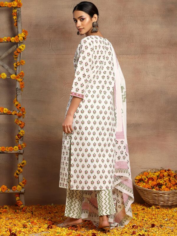 Indya Women's Cotton Kurta Sets (ICD00851_Ivory_M) - Image 5