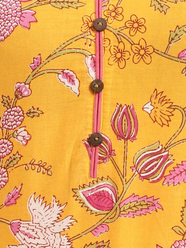 rangita Yellow Cotton Knee Length Printed Straight Kurti for Women | Kurta for Women_XL - Image 3