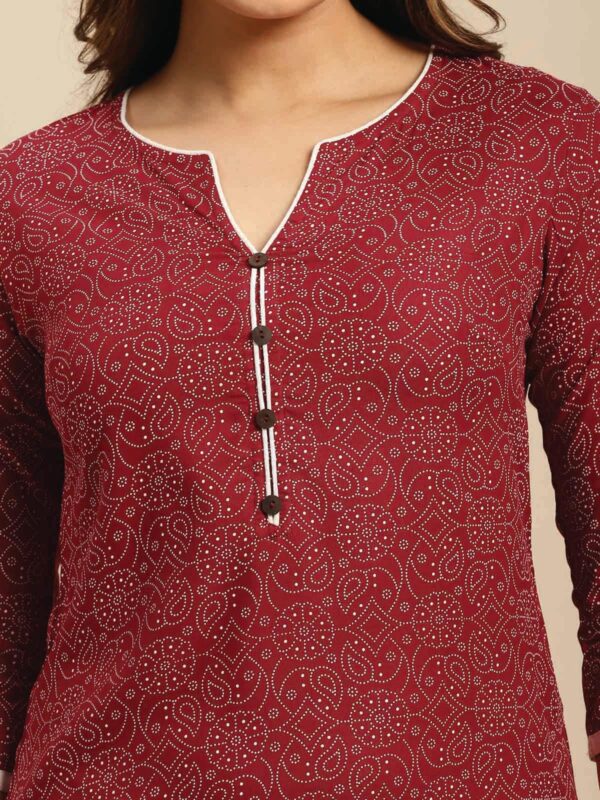 rangita Maroon Rayon Knee Length Printed Straight Kurti for Women | Kurta for Women_M - Image 7