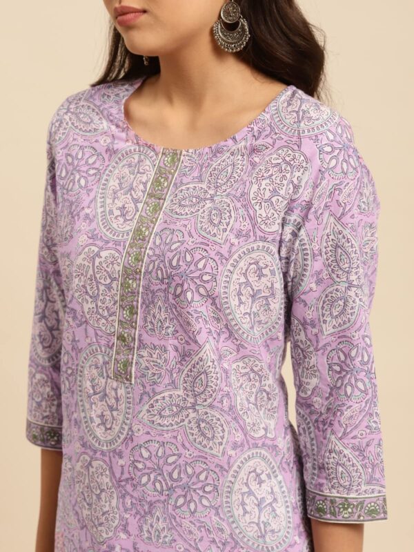 rangita Purple Cotton Knee Length Printed Straight Kurti for Women | Kurta for Women_L - Image 7