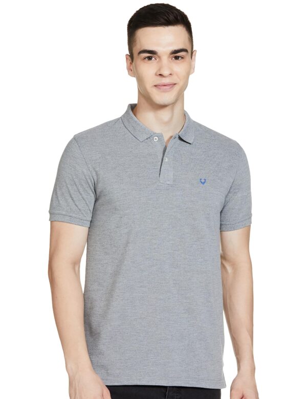 Allen Solly Men Grey Melange Regular Fit Polo(AMKP317G04246_Grey Melange_L)