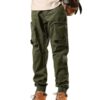 Men's Casual Cotton Cargo Pants – Green, M, Regular Fit