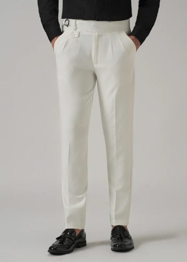 Men's Gurkha Pants, Classic Military Style, Casual Trousers (in, Numeric, 32, Regular, White) - Image 6