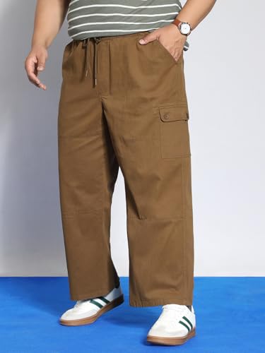 Men's Brown Cargo Jogger Chino Pants – Loose Baggy Fit, Stretchable, 6 Pockets - Image 8