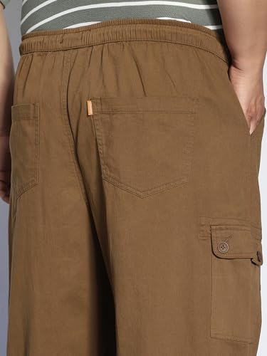 Men's Brown Cargo Jogger Chino Pants – Loose Baggy Fit, Stretchable, 6 Pockets - Image 2