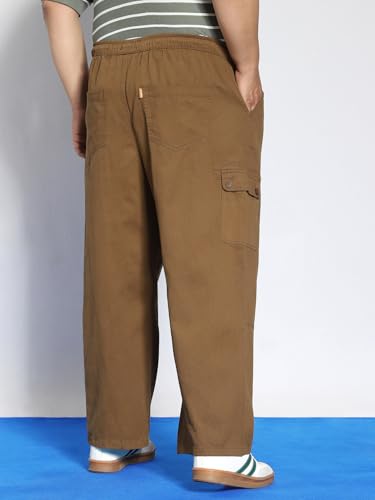 Men's Brown Cargo Jogger Chino Pants – Loose Baggy Fit, Stretchable, 6 Pockets - Image 6