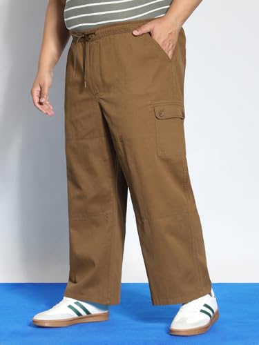 Men's Brown Cargo Jogger Chino Pants – Loose Baggy Fit, Stretchable, 6 Pockets - Image 7
