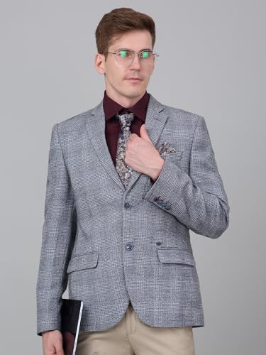 Men’s Blue Checkered Blazer – Full Sleeve Formal Jacket with Notch Lapel - Image 2