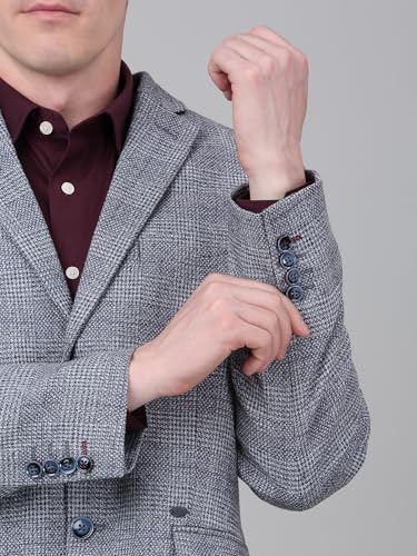 Men’s Blue Checkered Blazer – Full Sleeve Formal Jacket with Notch Lapel - Image 4