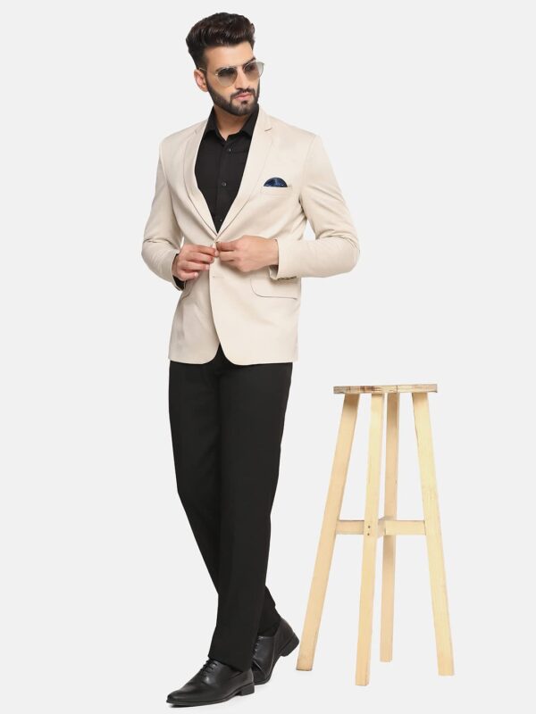 TAHVO Men's Single Breasted Regular Blazer (310071-38_Beige - Image 3