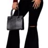 Bell Bottom Jeans for Women Ripped High Waisted Classic Flared Pants Black