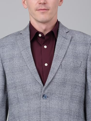 Men’s Blue Checkered Blazer – Full Sleeve Formal Jacket with Notch Lapel - Image 3