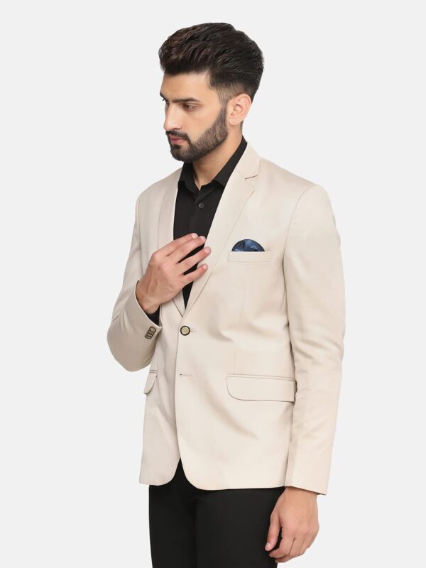 TAHVO Men's Single Breasted Regular Fit Blazer for Occasion, Weddings, Party (Beige, 42) - Image 6