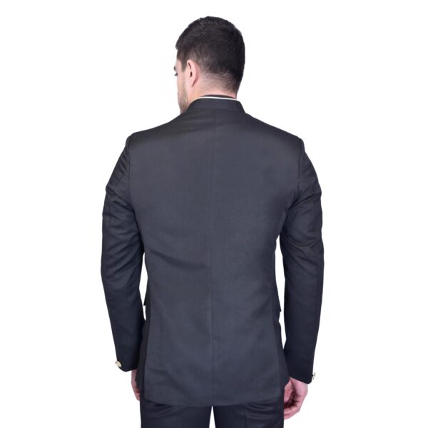 AURALOOM Men's Solid Cotton Full Sleeve Blazer for Men - Perfect for Weddings, Festive, Tweed Suiting Blazer with Curved Hem, 2 Front Pockets (in, Numeric, 44, Regular, G-Black) - Image 2