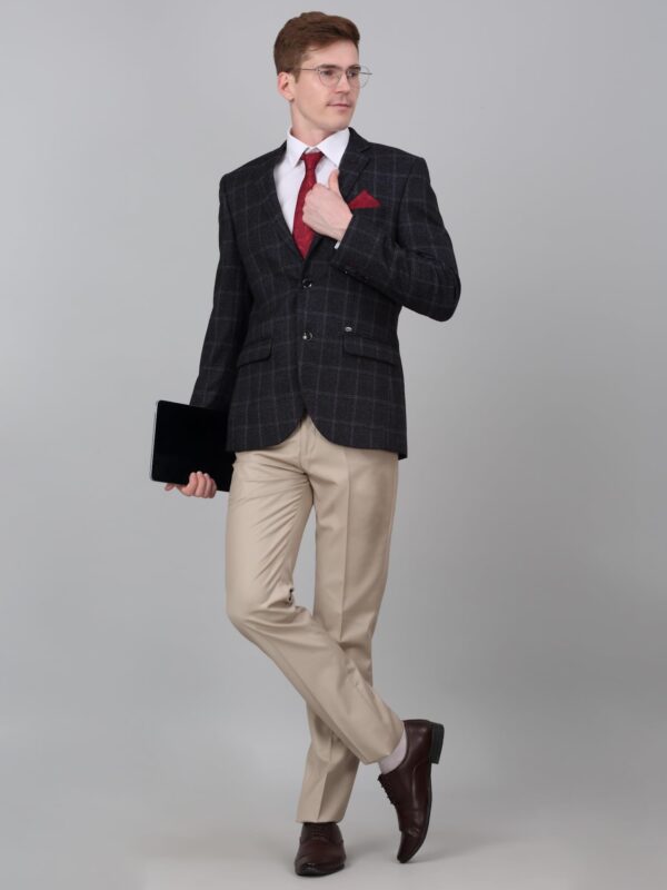 Cantabil Checkered Charcoal Full Sleeves Notch Lapel Formal Blazer for Men | Formal Blazer for Men | Men Blazer for Formal (MBZF00129_Charcoal_40) - Image 5