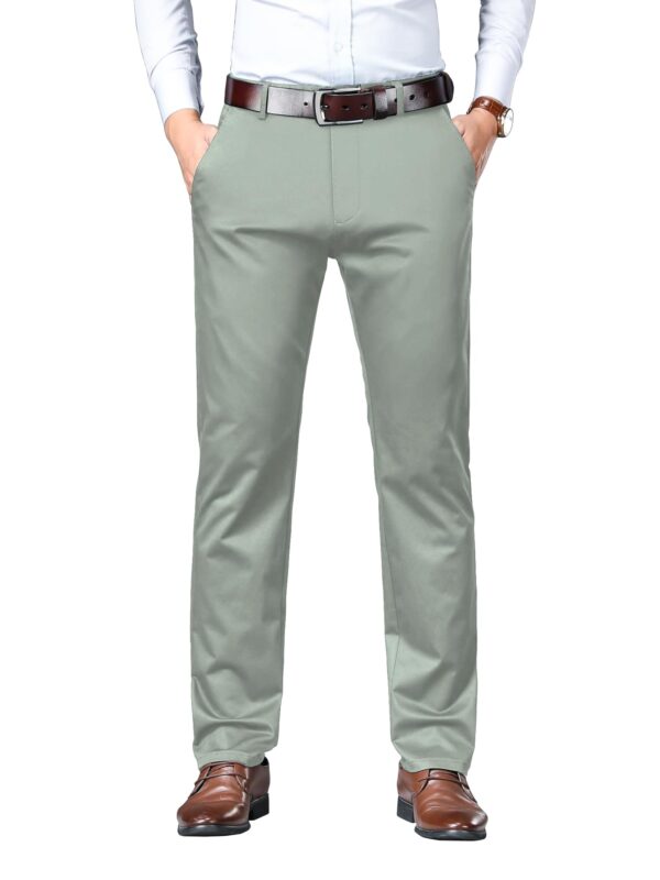 AVANOVA Men's Solid Light Pista Trousers Light Business Style Slightly Stretch Straight Leg Pants for Outdoor Casual Daily Trouser II Men's Regular Casual Pants Trouser (Trouser 126 Light Pista-34)