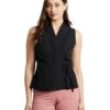 Women’s Regular Fit Polyester Blouse – Elegant Black Top for Work & Casual Wear