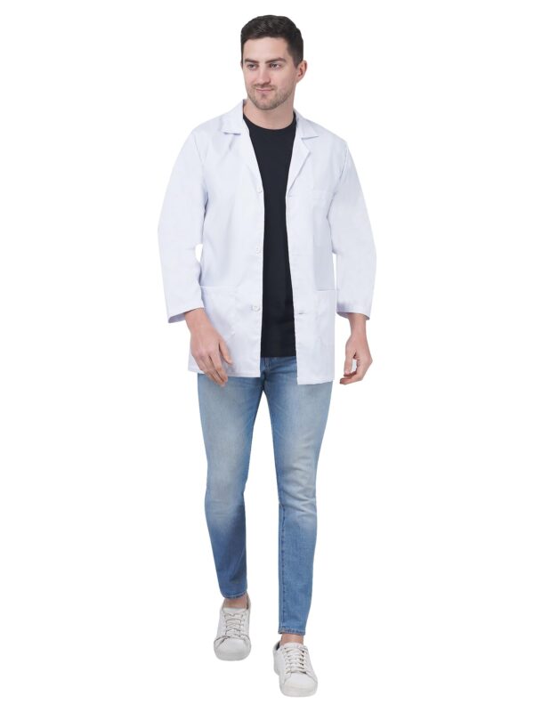 Full short lab coat | Unisex | 3 Pocket | 100% Terri cotton fabric | Perfect Fit | Anti Wrinkle | Lightweight | Durable (3XL) - Image 3