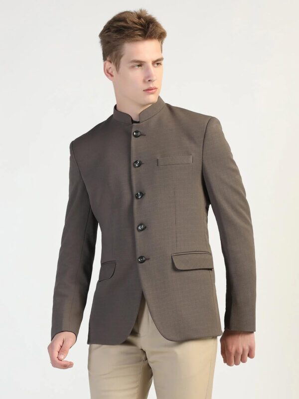 TAHVO Men's Formal Blazer | Wedding Indo-Western Coat | Mandarin Collar Suit Jacket (in, Numeric, 34, Brown) - Image 8