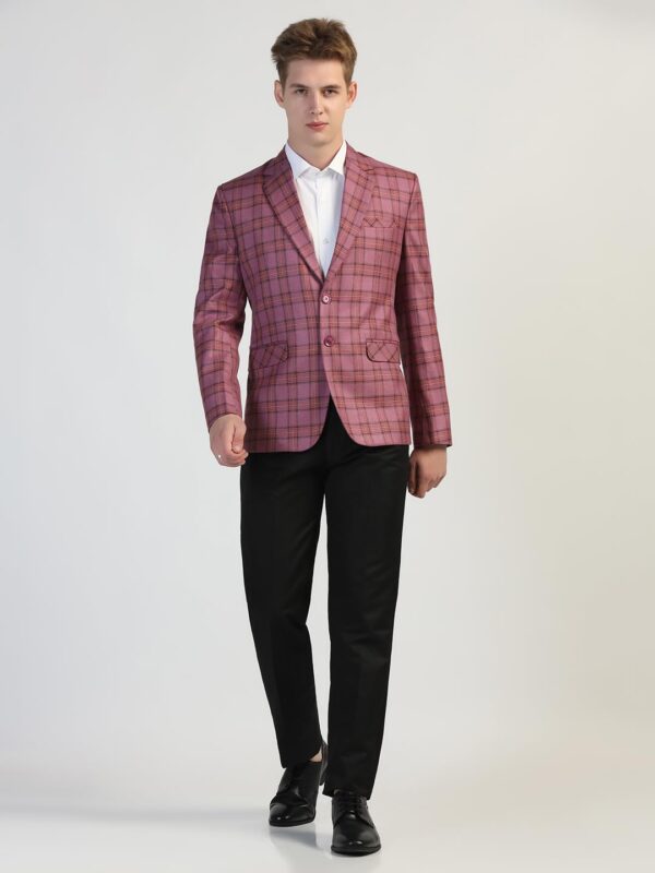 TAHVO Men's Maroon Checkered Blazer with Notch Lapel - Formal and Stylish (in, Numeric, 42, Maroon Checkered) - Image 6