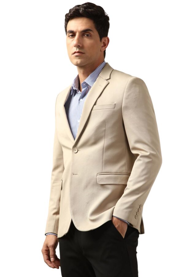 Peter England Men's Classic Blazer (PIBZWNSP159588_Beige - Image 5