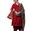 Women’s Ethnic Outfit – Pure Cotton Kurta with Matching Dupatta, Red