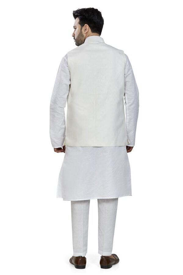 BE ACTIVE Men's Linen Blend Nehru Jacket With Mandarin Collar || Ethnic Koti For Men || Men Koti Formal|| Men Koti Wedding (RFKT0001-16 (WHITE)-XL) - Image 5