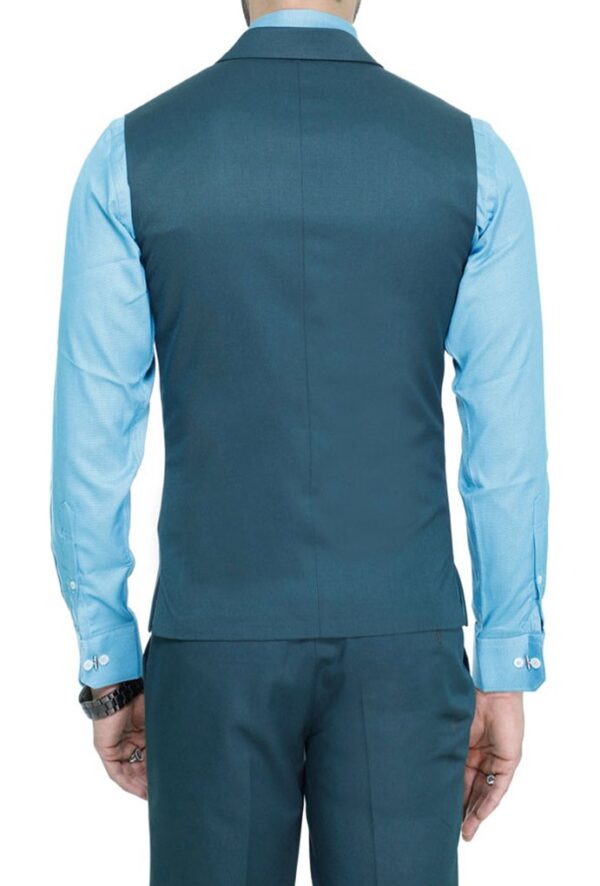 MANQ Men's Single Breast Three Button Slim Fit Formal/Party Waist Coat Green - Image 5