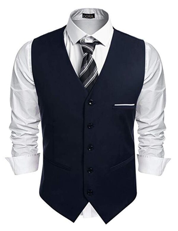 OORA Men's Waist Coat/Jacket Slim Casual Blazer (Tuxedo_NavyBlue_38) - Image 5