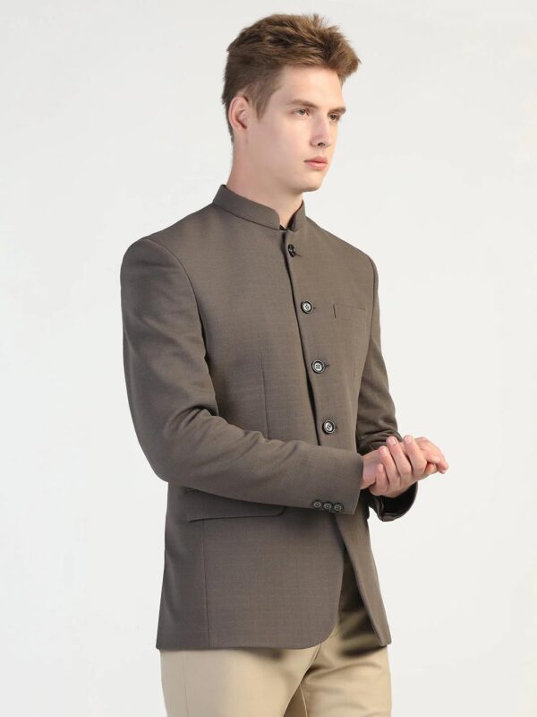 TAHVO Men's Formal Blazer | Wedding Indo-Western Coat | Mandarin Collar Suit Jacket (in, Numeric, 34, Brown) - Image 7