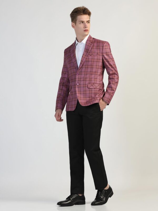 TAHVO Men's Maroon Checkered Blazer with Notch Lapel - Formal and Stylish (in, Numeric, 42, Maroon Checkered) - Image 8