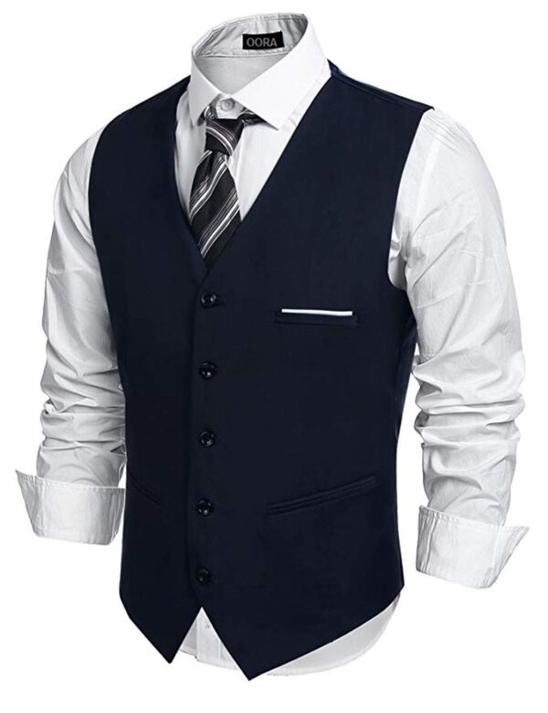 OORA Men's Waist Coat/Jacket Slim Casual Blazer (Tuxedo_NavyBlue_38) - Image 3