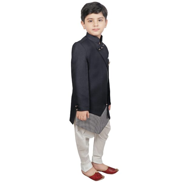 SG YUVRAJ Kid's Polyester Solid Indo Western Sherwani Set For Boys (UP-G-170-NAVY-9), 9-10 Years - Image 4