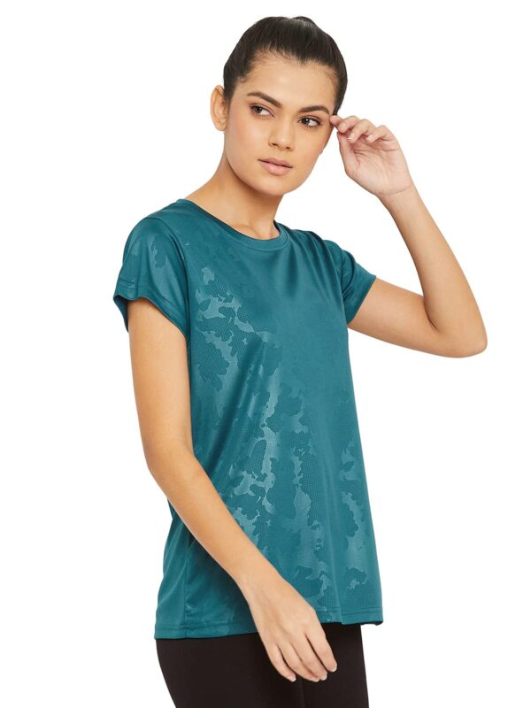 Clovia Women's Polyester Activewear Short Sleeve Sports T-Shirt (AT0124G08_Blue_XL) - Image 4
